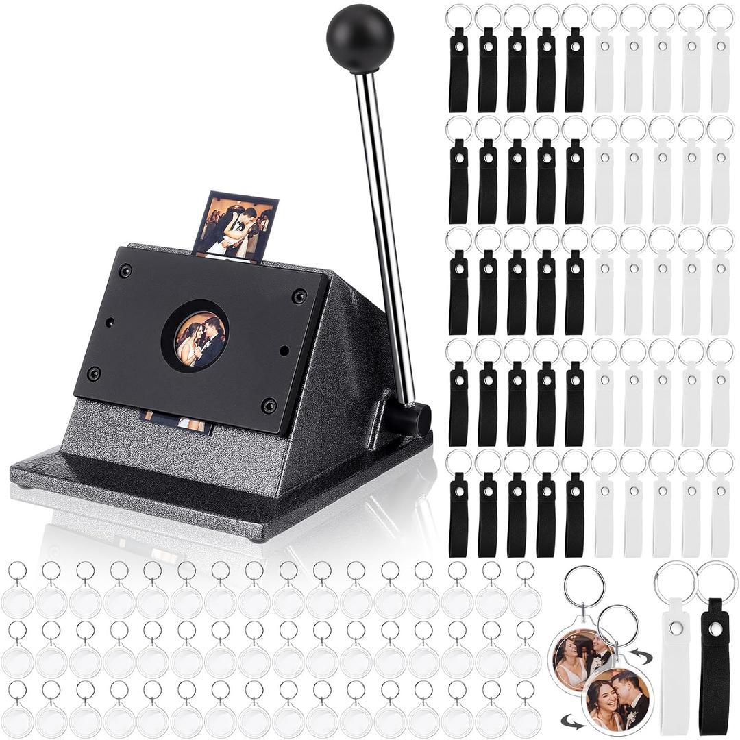 61 Pcs Button Keychain Photo Cutter Photbooth Keychain Station