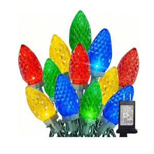 Dazzle Bright C9 Christmas String Lights, 110 LED 66 FT Waterproof Connectable Green Wire Fairy Lights, Christmas Lights for Indoor Outdoor Home Yard Xmas Tree House Decorations (Multi-Colored)