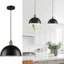 1pc Black Pendant Lights Kitchen Island, 11.8" Modern Dome Pendant Light Fixtures Farmhouse Hanging Lights for Dining Room Hallway Sink Entryway