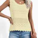 PRETTYGARDEN Womens Crochet Tank Tops 2026 Summer Spring Sleeveless Tops Cute Sweater Vest Trendy Boho Beach Vacation Clothes (Beige, S)