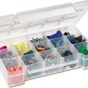 Akro-Mils 05805 Plastic Portable Parts Storage Case for Hardware and Crafts with Hinged Lid and 4 Adjustable Dividers, (11-Inch x 7-Inch x 2-3/8-Inch), Medium, Clear
