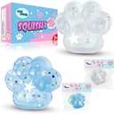 Taba Paw Squeeze Toys, Clear Fufu Cat Paw Stress Relief Toys, Sensory Squishy Toys, Cute Stuff for Girls, Adults & Kids, Christmas Stocking Stuffers, Easter Basket Stuffers 4Pcs(Clear+Clear Blue)