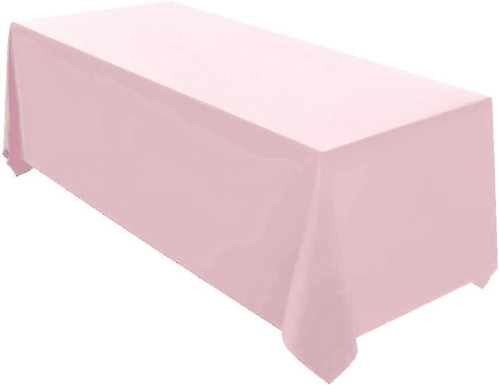 Surmente Pink Tablecloth 90 x 132-inch Rectangular Polyester Table Cloth for Weddings, Banquets, or Restaurants