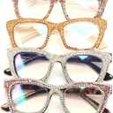 Oprah style Bling Rhinestone Square Reading Glasses For Women Shiny Diamond Blue Light Blocking Eyeglasses