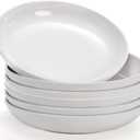 Fasmov Melamine Pasta Bowls, 6 Pack 10 inches 47 Oz Large Salad Serving Bowls, Shallow Salad Bowls, Plastic Dinner Deep Plates, Dishwasher Safe, White