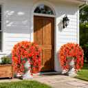 Bougainvillea Artificial Hanging Flowers Plants for Outdoors Decoration, 2pcs Fake Flowers Silk Bougainvillea Vines Realistic UV Resistant Faux Flowers for Outdoor Planters Porch Patio Gardens, Orange