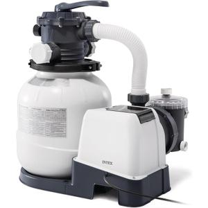 INTEX 2,100 GPH Krystal Clear Sand Filter Pump for Above Ground Pools, Swimming Pool Pump with Automatic Timer - Improved Circulation, Filtration, & Clarity