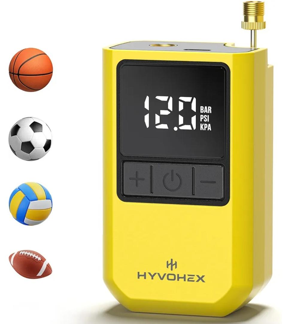 Ball Pump for Sports Balls, HYVOHEX Portable Electric Basketball Pump Ultra Fast Inflation, with Digital LED Display Air Pump for Balls, Preset Pressure with Ball Needle for Soccer, Volleyball