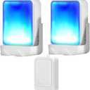 Loud Flash Doorbell with 7 Colors of Bright Light and 4 Volumes, Wireless Doorbells 600 feet,at Home/Office,Suitable for the Elderly, Hearing Impaired People,1 Transmitter with 2 Receivers
