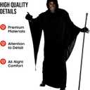 Morph Grim Reaper Costume For Men - Adult Grim Reaper Robe - Spooky Halloween Outfit - Dark Cloak For Parties (Black)