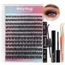 Lash Extension Kit 144 Pcs, 3D Lash Clusters 8-18/D Curl Wispy Lash Clusters with 10ml Bond and Seal Waterproof, 5ml Lash Remover, Lash Tweezers Eyelash Extensions Kit at Home (Prism Kit)