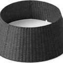 36in Extra Large Christmas Tree Collar - Wicker Woven Tree Collars for Artificial Trees - Large Rattan Rustic Farmhouse Basket for Tree Base Cover with Cord Cut-Out for 7.5ft 9ft 12ft Tree(Black)