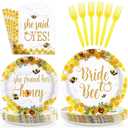 96Pcs Bride to Bee Bridal Shower Party Decorations She Found Her Honey Bee Plates and Napkins Set Said Yes Engagement Decoration Favors for Valentine's Day Wedding Bridal Shower Married Party Serve 24