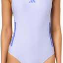 adidas Women's 3-Stripes C-Back Swimsuit (0, Violet Tone/Cobalt Blue)