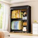 ULIFHOME F2C Clothes Rack with Cover, Black Clothing Racks Heavy Duty