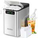 Aeitto Nugget Ice Maker Countertop, Pellet Ice Machine Soft Chewable Ice 40lbs/Day, One-Click Operation, Auto Self-Cleaning Crushed Ice Makers Stainless with Scoop for Home/Kitchen/Office (Silver)