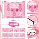 36 Pcs Football Breast Cancer Awareness Gifts for Women Pink out Socks Makeup Bags Pins for Breast Cancer Awareness Month Pink out Football Games