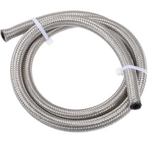 X AUTOHAUX 3ft 4AN Fuel Hose AN4 Universal Car Braided Stainless Steel CPE Oil Fuel Gas Line Hose Silver Tone