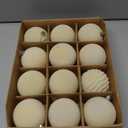 3.15inch Velvet Christmas Ornaments for Xmas Tree, 12 pcs Flocked Christmas Balls Set Assortment for Holiday Decor (Beige)