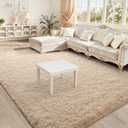 BENRON Fluffy Rugs for Living Room 5x8 Light Tan, Washable Large Area Rugs for Bedroom Dining Table Office Kids Nursery Room, Washable Indoor Floor Carpets