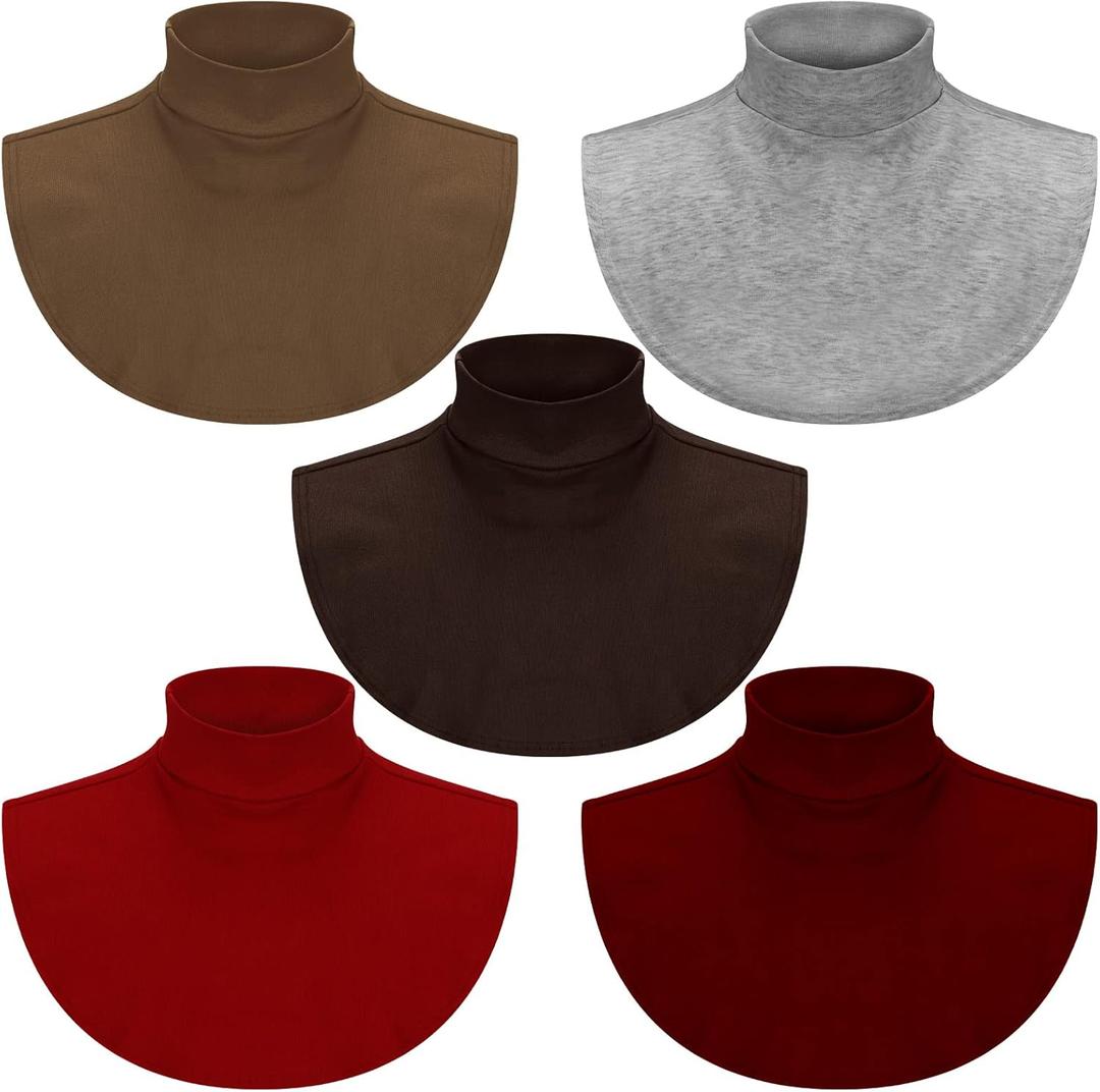 SATINIOR 5 Pieces Fake Turtleneck Dickey Collar Half Top Mock Blouse Neck Warm Faux Detachable Collar for Women (Bright Color)