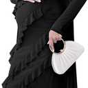 SUNNYBUY Elegant 2 Piece Maternity Dress with Mesh Cardigan, Strapless Ruffle Maxi Gown Cocktail Dresses for Baby Shower (L)