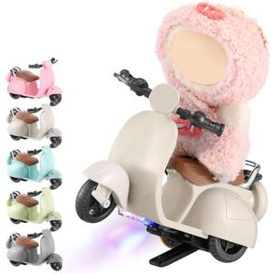 1 Pcs Doll Scooter Doll Vehicles Mini Electric Scooter Toy with Music & Lights Could Rotate 360 Dolls Accessories Cute Scooters Toy Ornaments Battery Not Included (Cream)