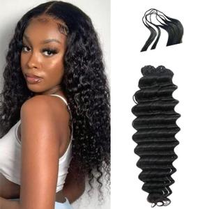 100% Human Hair Deep Wave Knotless Pre-Separated Crochet Hair feather crochet human hair extensions for Women Natural Color 16 Inch 120g