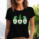 St Patricks Day Shirts for Women Lucky Irish Shamrock Shirt St Pattys Day Short Sleeve (Medium, Black1)
