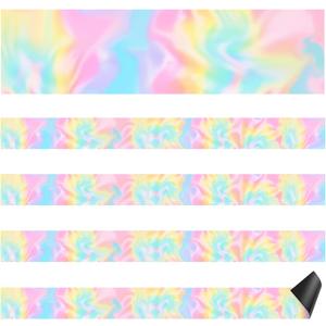 Qeeenar 24 Pcs Magnetic Borders for Classroom Whiteboard Magnetic Strips Bulletin Board Borders School Classroom Chalkboard Trim Decorations for School Teacher Decorations (Tie Dye)