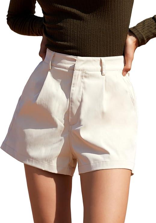 Floerns Women's Casual Solid High Waist Wide Leg Shorts with Pocket, Size S