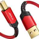 JSAUX Printer Cable, 15FT USB Printer Cable USB 2.0 Type A Male to B Male Scanner Cord USB B Cable High Speed for HP, Canon, Epson, Dell, Brother, Lexmark, Xerox, Samsung etc and Piano, DAC (Red)