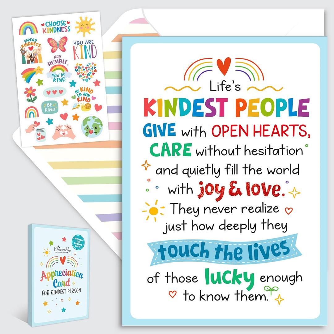 Decorably Glitter 5x7in Individual School Counselor Appreciation Card with Matching Envelope & Stickers for Teacher, Social Workers, Friends, & Kindest Person, with Printed Message Inside - Gifting