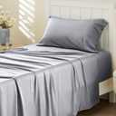 Bedsure Cooling Sheets Twin, Rayon Derived from Bamboo, Cooling Sheets, Breathable & Soft, Deep Pocket Up to 16 Inches, Hotel Luxury Silky Bedding for Hot Sleepers, Silver Grey