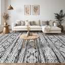 Tortania Area Rug Living Room Rugs - 8x10 Washable Large Soft Neutral Boho Moroccan Bohemian Farmhouse Rug Indoor Floor Carpet for Bedroom Under Dining Table Home Office Decor - Black White