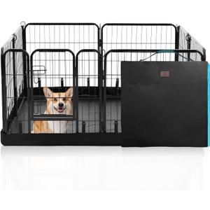PJYuCien Dog Playpen Plus Storage Bag, 24" H 8 Panels Puppy Pen with Square Bottom, Heavy Duty Dog Fence for Puppies/Small Dogs