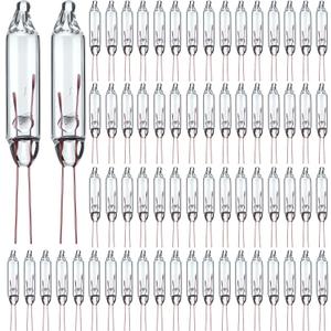Mudder 50 Pcs 3.5 Volt Mini Christmas Tree Replacement Bulbs for Incandescent String Lights for Holiday Decoration Pinched Base, 0.43 Watt 125 mA (Clear)