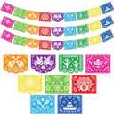 DomeStar 3 Packs 54 Ft Cinco De Mayo Decoration Mexican Party Banner, Fiesta Decoration Papel Picado Mexican Theme Birthday Party Favors Dia De Los Muertos Day of the Dead Hanging Decor Supplies