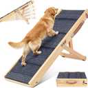 Dog Ramp for Bed, 24" H Adjustable Folding Ramp for Dogs to Get on Bed, Solid Wood Dog Ramps for Small & Medium Dogs, Non-Slip Waterproof Easy Storage for Bed Couch - (L 38" ×W 16")