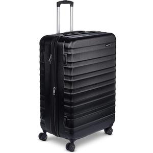 Amazon Basics 30" Hardside Large Checked Luggage, Hardshell Suitcase With Four Multi-directional Wheels, Expandable For Up to 15% More Space, Scratch-Resistant Shell, Black
