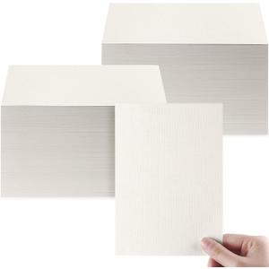 Geosar 300 Sets Linen Cardstock Invitation Cardstock Heavyweight Printer Paper 92lb 250gsm Index Cards for Printer Cover Postcards Blank Flash Note Greeting(Beige)