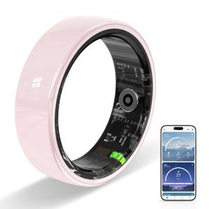 Ceramic Ring, Smart Ring for Women, Auto Exercise Recognition, Gesture Control, Fitness Tracker with Heart Rate Monitor, Sleep Tracking, Step Counter, for iOS & Android (Pink, 6)