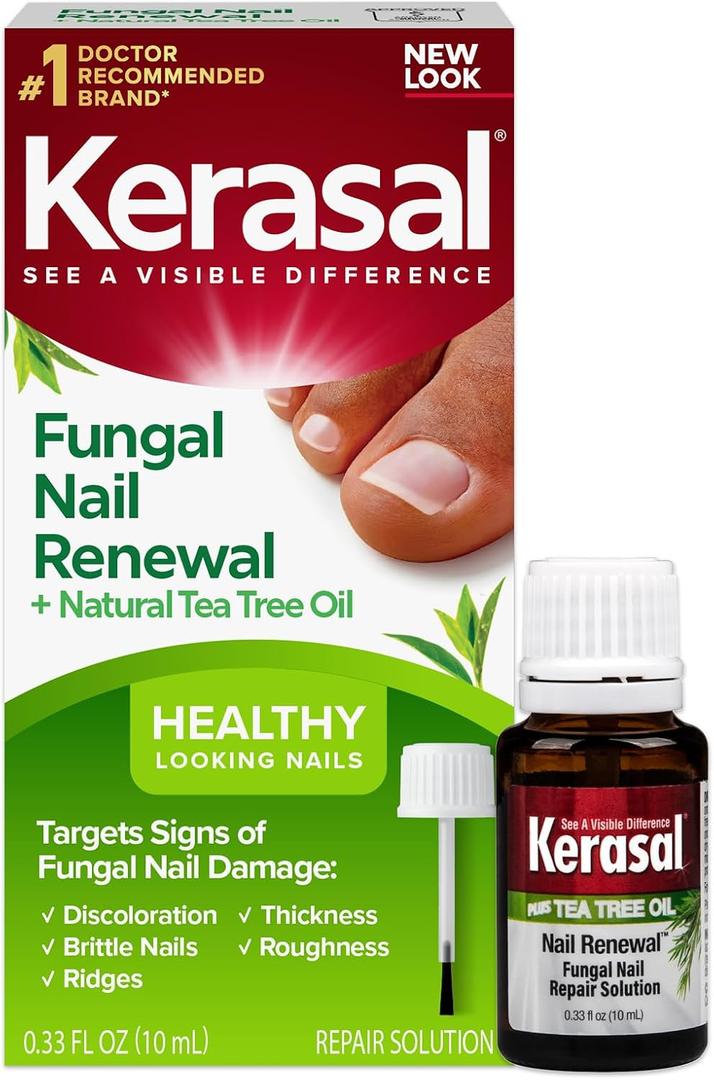 Kerasal Renewal Nail Repair Solution with Tea Tree Oil for Discolored and Damaged Nails, 0.33 Oz (Pack of 1)