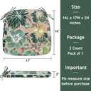 Magpie Fabrics 17"x16"x2" U-Shape Chair Cushions with Ties 2 Count, Outdoor Indoor Waterproof All Weather Seat Pads Decoration for Patio Garden Dining Office - Green Floral