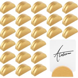 24 Pcs Gold Table Number Holders Place Card Wooden Indoor Lightweight Wedding Table Name Holder Semicircular Design Stands Office Tag Photo Menu Clips Banquet Birthday Party Restaurant