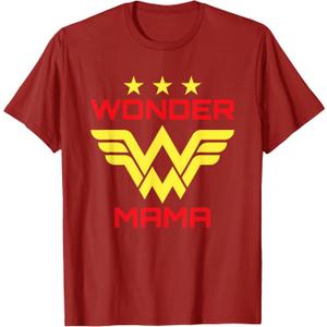 Womens Wonder Mama Mother T Shirt Gift Superhero Mom T-Shirt, L, Cranberry Red