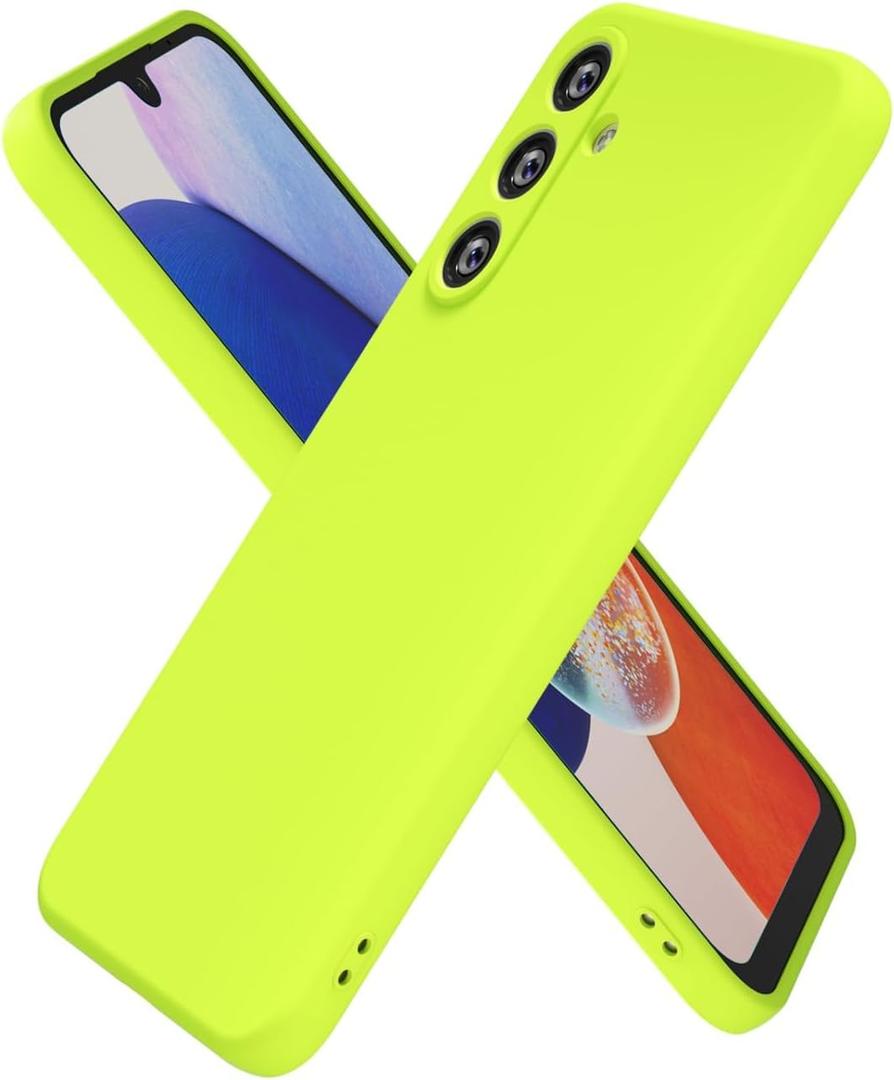oakxco for Samsung Galaxy A14 5G Case Silicone, Ultra Slim Thin Phone Case for Women Girls, Plain Solid Color Minimalist Aesthetic Cute Girly Design, Soft Rubber Gel TPU with Camera Cover, Neon Green