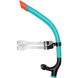 Swimmer's Snorkel for Lap Swimming, Adult Snorkeling Gear Swim Training, Center-Mount Silicone Mouthpiece One-Way Purge Valve in Pool and Open Water