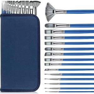 Rosmax Artist Paint Brushes-Nylon Hair and 15 Different Sizes for Acrylic Painting,Oil,Watercolor,Fabric-Great for Kids Adult Drawing Arts Crafts Supplies or Beginners,Professional (Baby Blue)