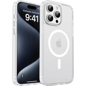 Magnetic for iPhone 15 Pro Max Case, [Compatible with MagSafe] [Military Grade Drop Protection] Translucent Matte Shockproof Anti-Scratch Phone Case, White